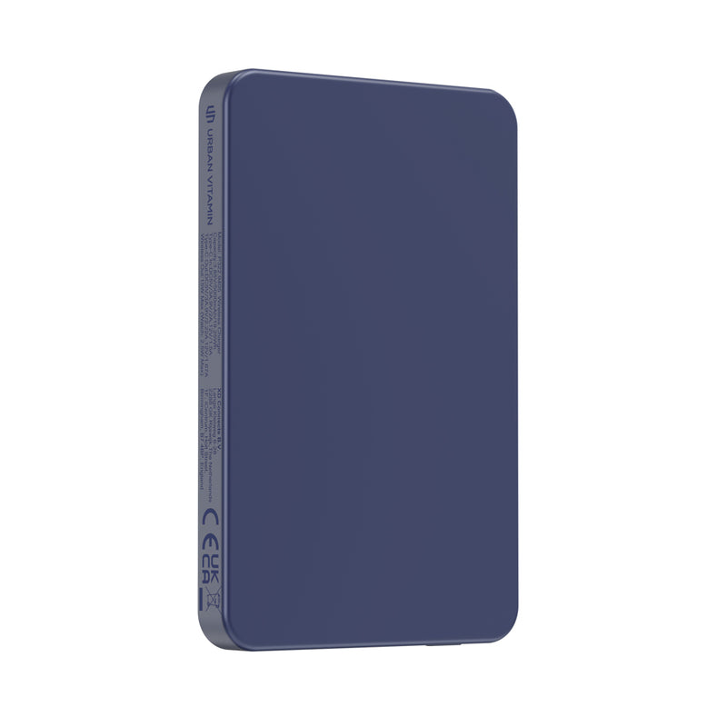 Load image into Gallery viewer, Urban Vitamin Marin 5000mAh magnetic wireless powerbank for phones and tablets, featuring 15W fast charging.
