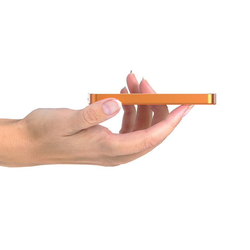 Load image into Gallery viewer, Urban Vitamin Marin 5000mAh magnetic wireless powerbank attached to a smartphone, showcasing portable phone and tablet charging.
