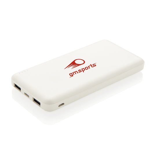 High-density 10,000mAh XD Collection pocket powerbank for phones and tablets, compact portable charging accessory.