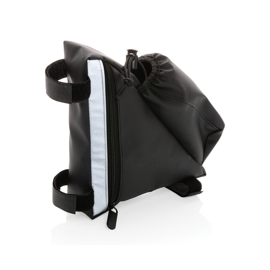 PU high visibility bike frame bag with bottle holder - Custom Wood Designs