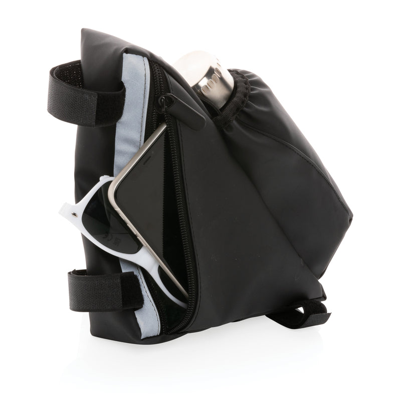 Load image into Gallery viewer, PU high visibility bike frame bag with bottle holder - Custom Wood Designs

