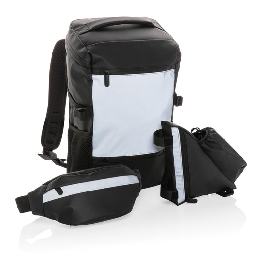 PU high visibility bike frame bag with bottle holder - Custom Wood Designs