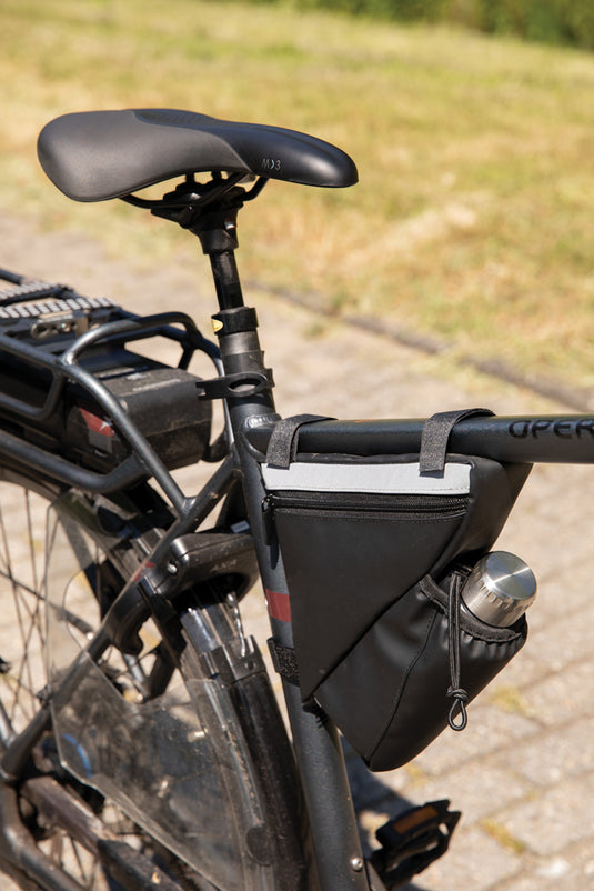 PU high visibility bike frame bag with bottle holder - Custom Wood Designs