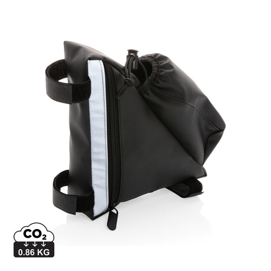 PU high visibility bike frame bag with bottle holder - Custom Wood Designs