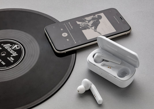 Free Flow TWS earbuds in charging case - Custom Wood Designs