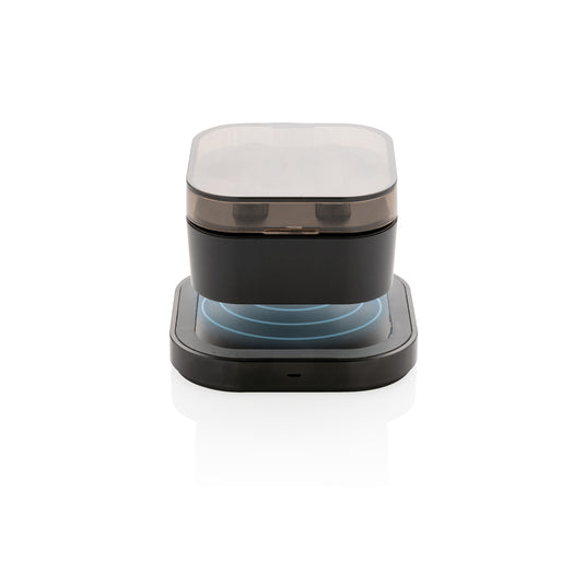 Wireless TWS earbuds by XD Collection with charging case, compact design and sleek black finish for portable audio on the go.