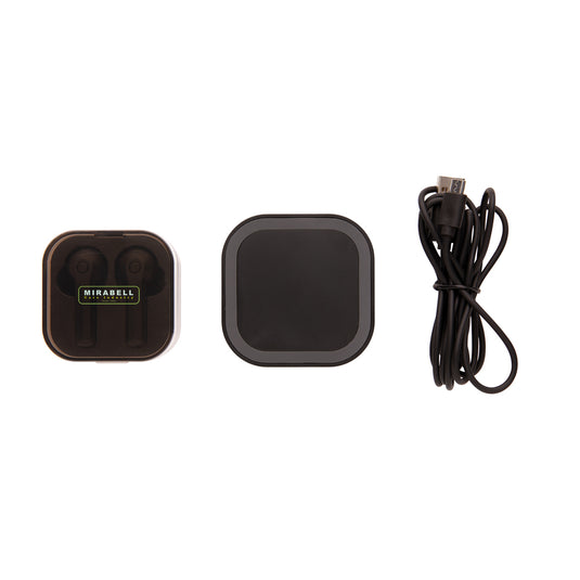Wireless TWS earbuds in a charging case by XD Collection, with sleek design and compact portable charging case.