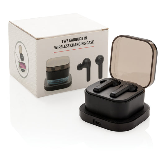 Wireless TWS earbuds from XD Collection with sleek charging case, designed for high-quality audio and convenient wireless listening.