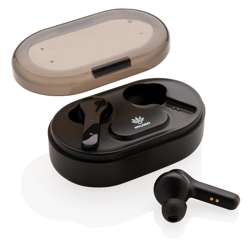 Load image into Gallery viewer, Light up logo TWS earbuds in charging case - Custom Wood Designs
