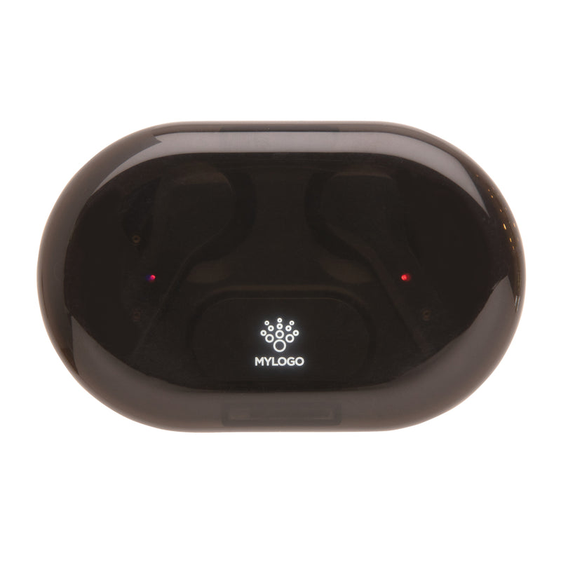 Load image into Gallery viewer, Light up logo TWS earbuds in charging case - Custom Wood Designs
