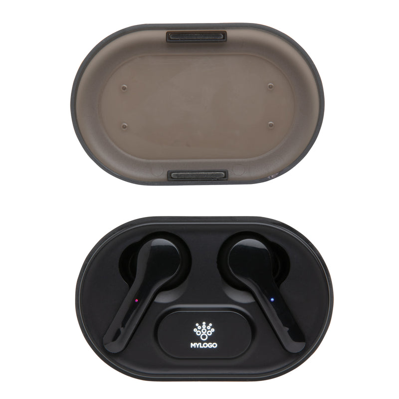 Load image into Gallery viewer, Light up logo TWS earbuds in charging case - Custom Wood Designs
