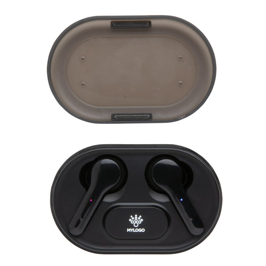 Light up logo TWS earbuds in charging case - Custom Wood Designs