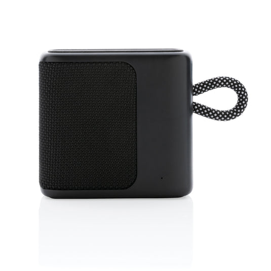 XD Collection Splash IPX6 3W portable Bluetooth speaker in black, showing its compact design with control buttons on top.