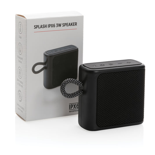 XD Collection Splash IPX6 3W portable Bluetooth speaker with water-resistant design and compact size, ideal for outdoor use