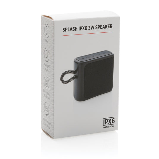 XD Collection Splash IPX6 3W portable Bluetooth speaker with water-resistant design and compact size.