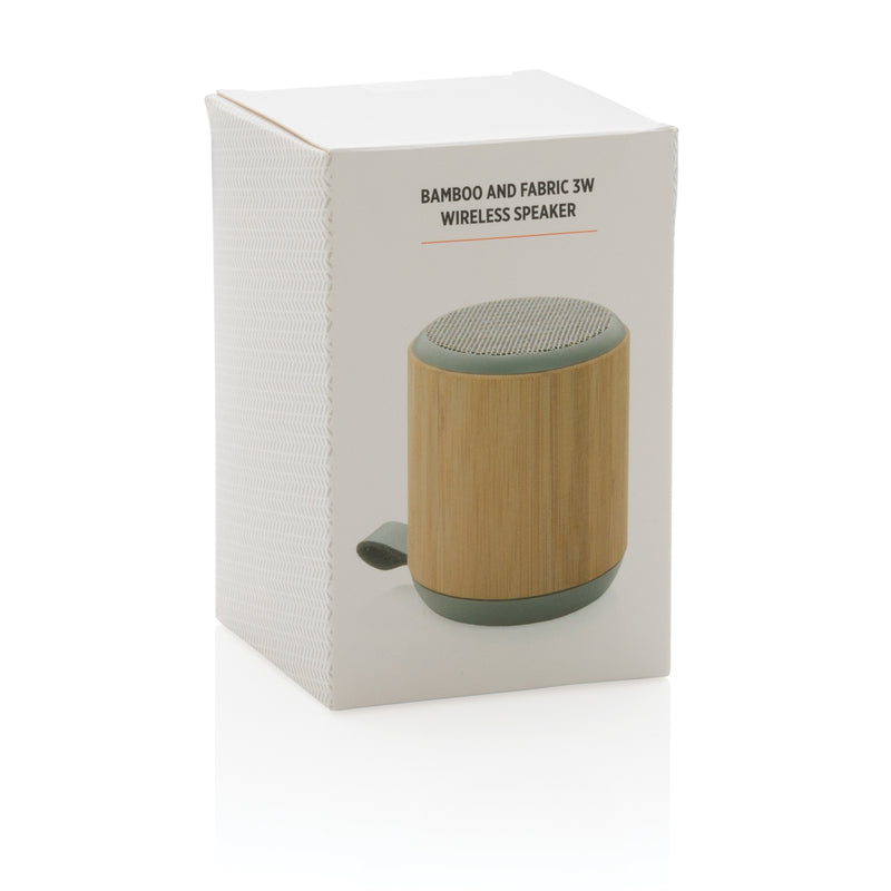 Load image into Gallery viewer, Bamboo and fabric 3W wireless speaker - Custom Wood Designs
