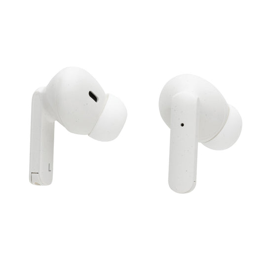 XD Collection RCS recycled plastic Liberty Pro wireless earbuds for high-quality audio listening, shown in black with charging case