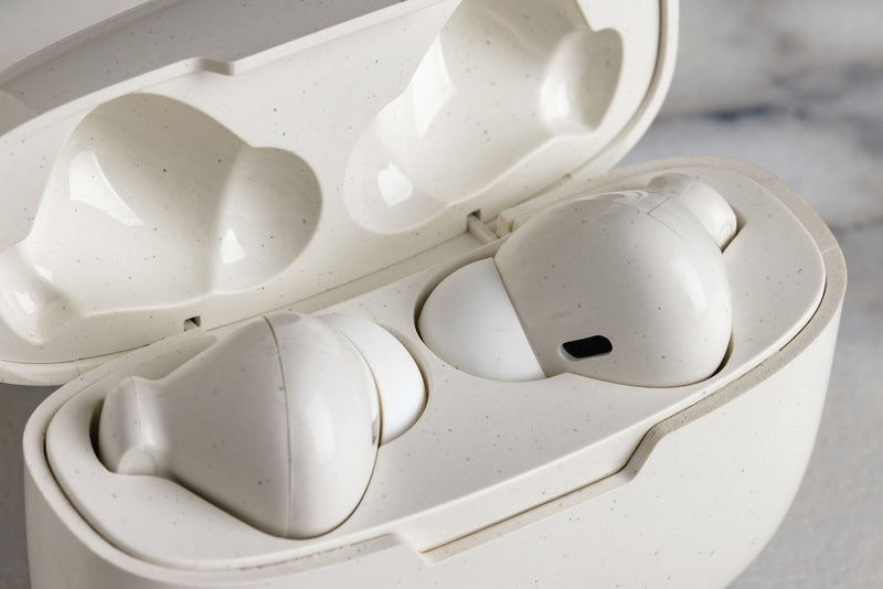 Load image into Gallery viewer, XD Collection RCS recycled plastic Liberty Pro wireless earbuds, sleek black audio earbuds with in-ear design and charging case.
