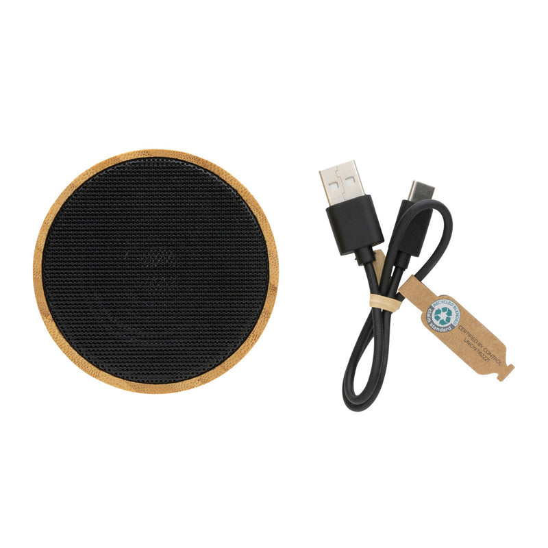 Load image into Gallery viewer, RCS recycled plastic and bamboo 3W wireless speaker - Custom Wood Designs
