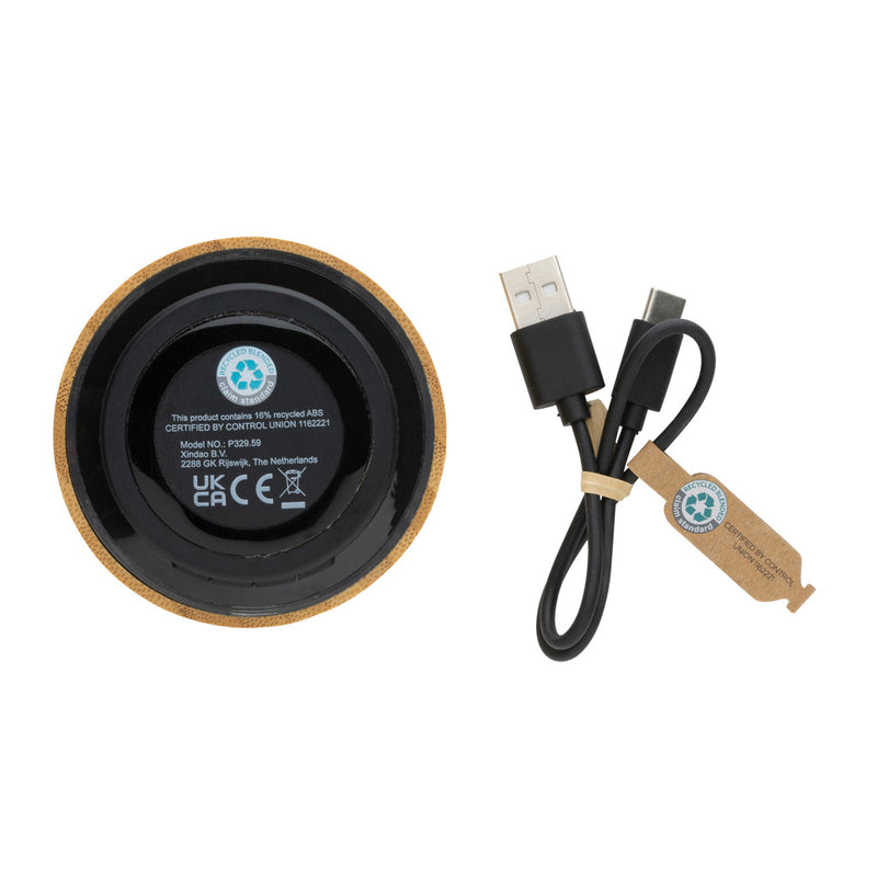 Load image into Gallery viewer, RCS recycled plastic and bamboo 3W wireless speaker - Custom Wood Designs
