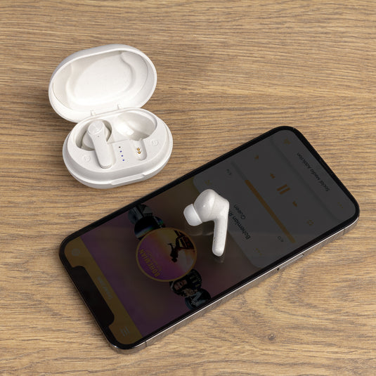 RCS standard recycled plastic TWS earbuds - Custom Wood Designs