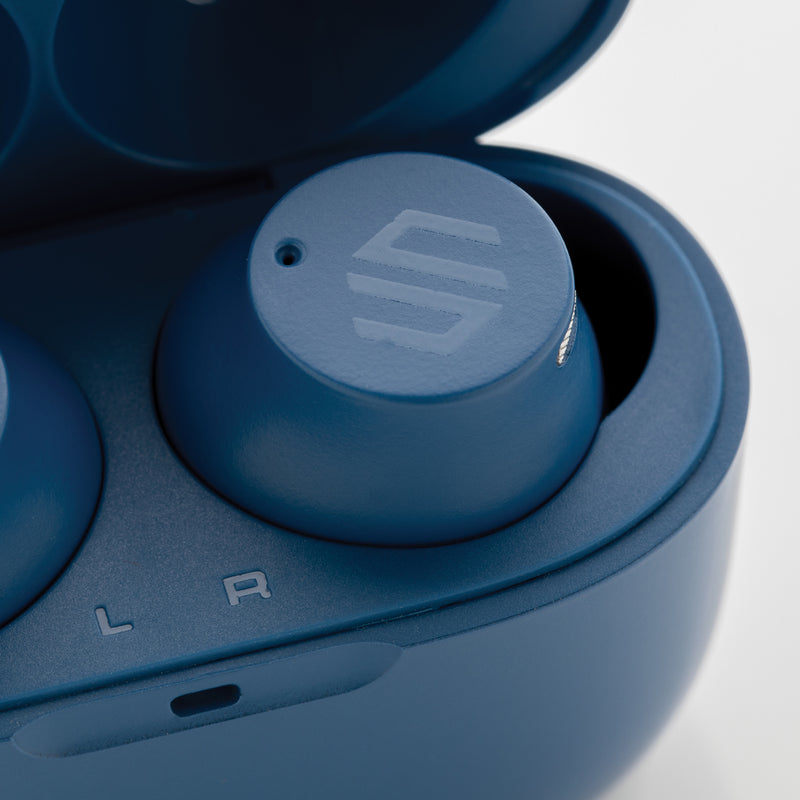 Load image into Gallery viewer, Urban Vitamin Napa earbuds in black with sleek design, featuring in-ear audio headphones with cord and control buttons.
