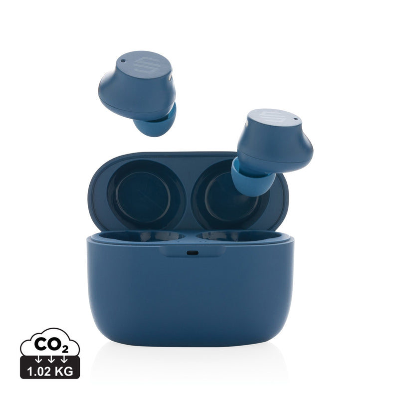 Load image into Gallery viewer, Urban Vitamin Napa earbuds in black with sleek in-ear design and compact charging case, wireless audio accessories.
