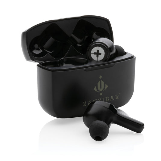 RCS recycled plastic Swiss Peak ANC TWS earbuds - Custom Wood Designs