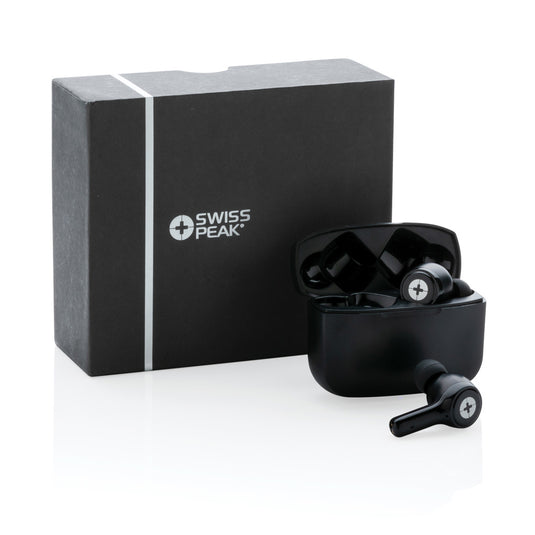 RCS recycled plastic Swiss Peak ANC TWS earbuds - Custom Wood Designs