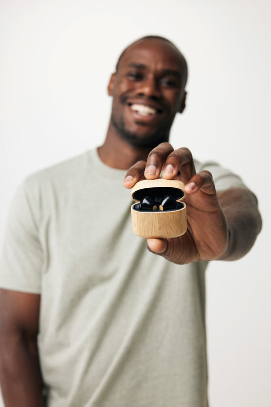 Bamboo TWS earbuds with RCS recycled plastic - Custom Wood Designs