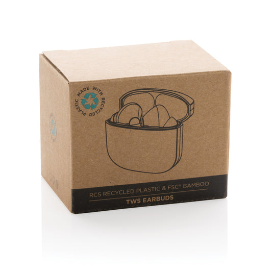 Bamboo TWS earbuds with RCS recycled plastic - Custom Wood Designs