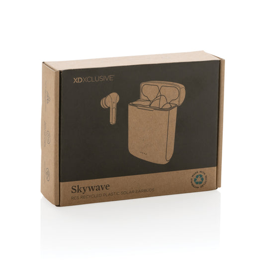 Skywave RCS recycled plastic solar earbuds - Custom Wood Designs