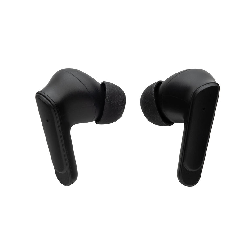 Load image into Gallery viewer, Prolink XD Collection RCS recycled plastic hybrid ANC/ENC earbud with sleek black design and in-ear fit for immersive audio.
