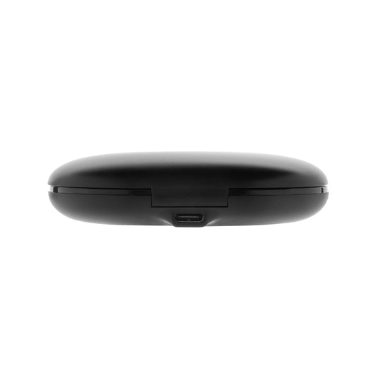 Fitsound RCS recycled plastic open ear TWS earbuds by XD Collection, shown in black with ergonomic design and open ear style.