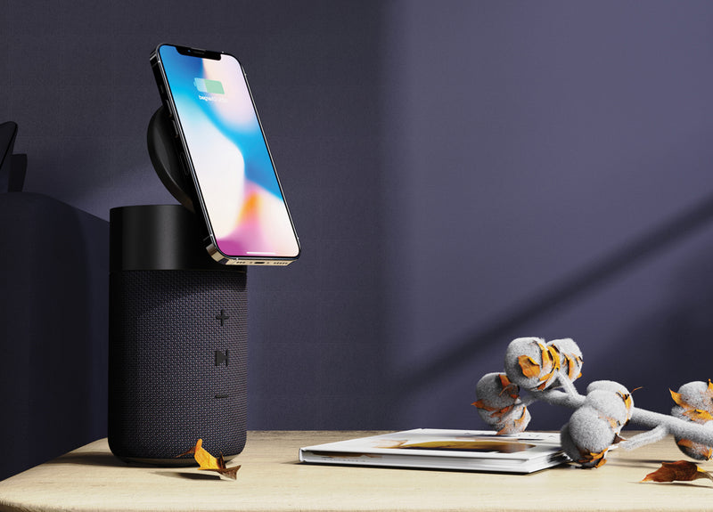 Load image into Gallery viewer, Urban Vitamin Anaheim RCS recycled 10W speaker 15W charger - Custom Wood Designs
