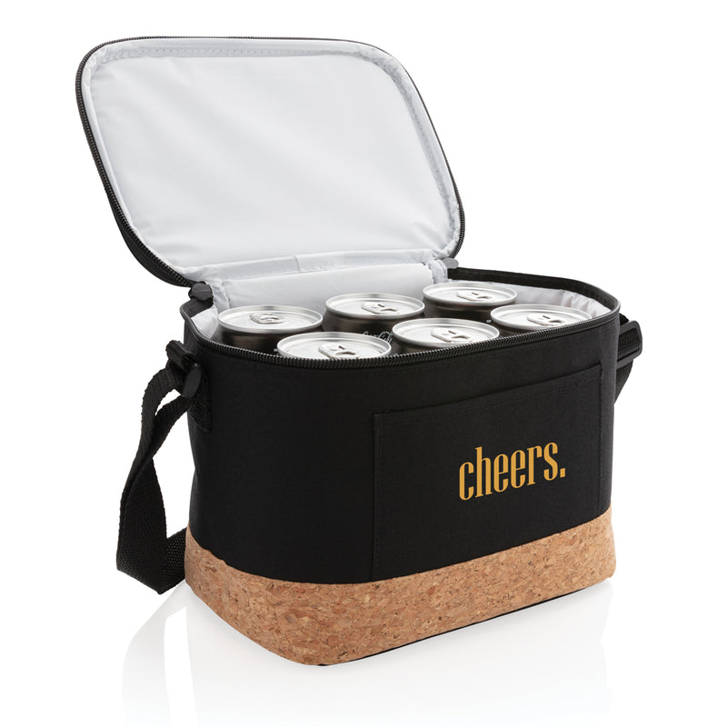 Load image into Gallery viewer, Two-tone outdoor cooler bag with cork detail from XD Collection, featuring insulated interior and modern design.
