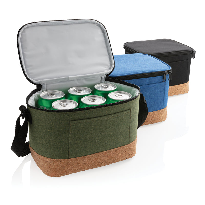Load image into Gallery viewer, Two-tone outdoor cooler bag with cork detail from XD Collection, featuring insulated interior and stylish design.
