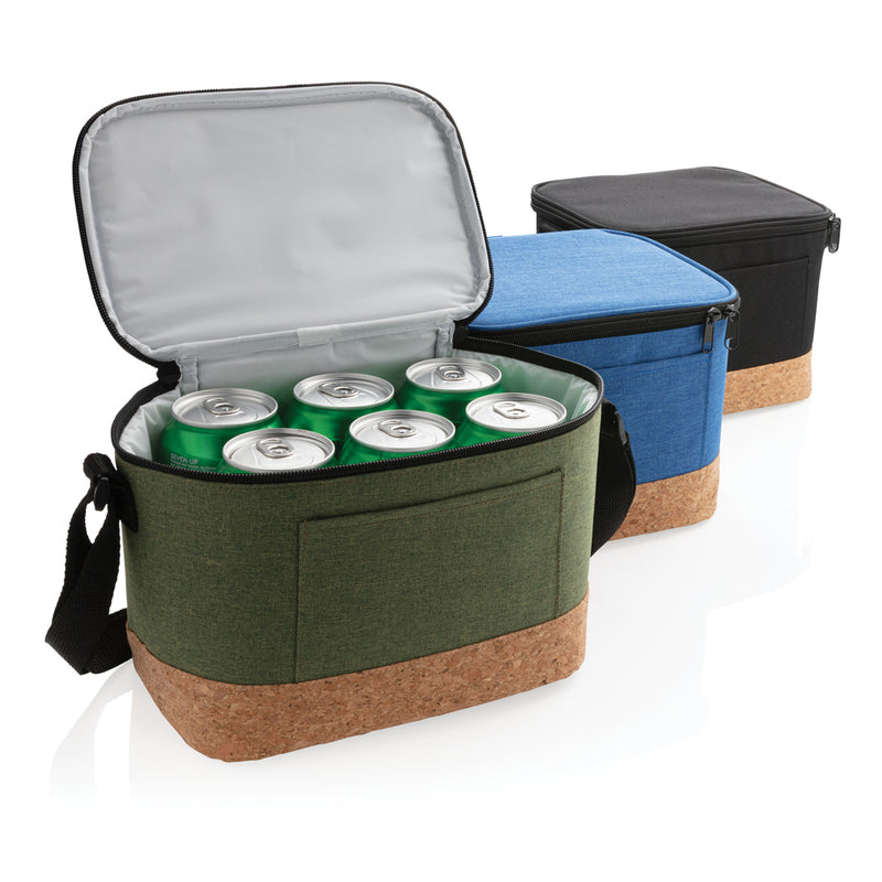 Load image into Gallery viewer, Two-tone outdoor cooler bag with cork detail from XD Collection, featuring insulated interior and stylish design.
