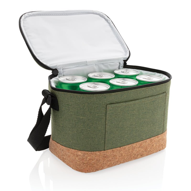 Load image into Gallery viewer, Two-tone outdoor cooler bag with cork detail from XD Collection, featuring insulated compartments and stylish design.

