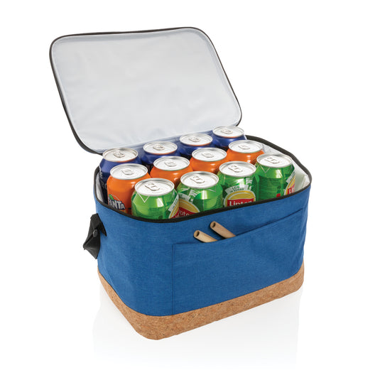 Impact AWARE™ XL RPET two-tone cooler bag with cork detail from XD Collection, ideal for outdoor use, featuring eco-friendly materials.