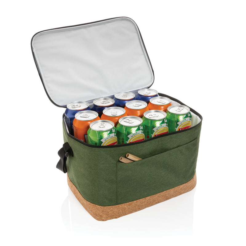 Load image into Gallery viewer, Impact AWARE™ XL RPET two-tone cooler bag with cork detail from XD Collection, outdoor insulated bag with stylish design.
