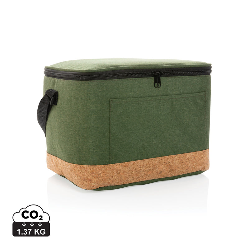 Load image into Gallery viewer, Impact AWARE™ XL RPET cooler bag with two-tone design and cork detail, outdoor XD Collection insulated tote for beverages.
