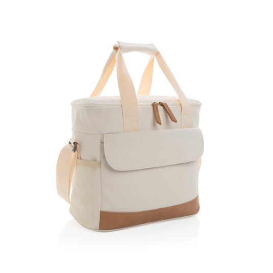 Outdoor Impact AWARE™ 16 oz. canvas cooler bag by XD Collection with insulated interior and carrying handle, suitable for outdoor use.