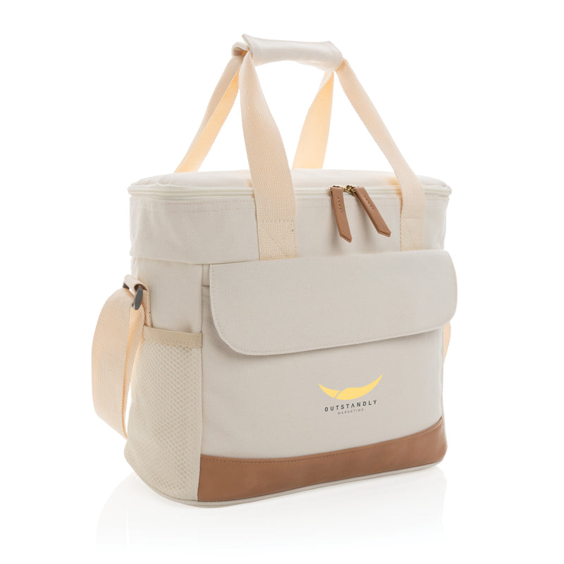 Load image into Gallery viewer, Impact AWARE™ 16 oz. outdoor canvas cooler bag by XD Collection with insulated interior and carrying handle, ideal for outdoor activities.
