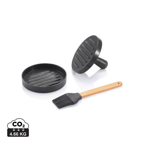 BBQ set with hamburger press and brush - Custom Wood Designs