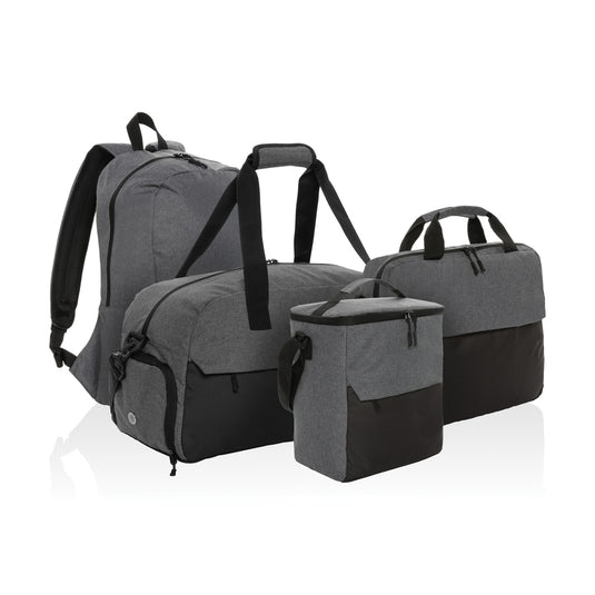 Outdoor Kazu AWARE™ RPET cooler bag by XD Collection with insulated interior and adjustable shoulder strap for carrying.