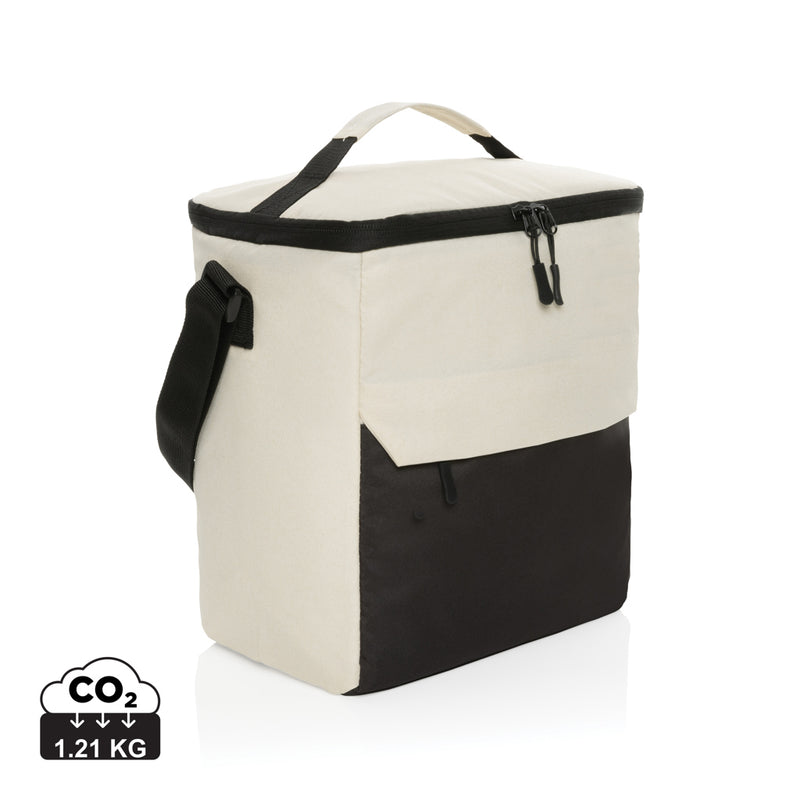 Load image into Gallery viewer, Outdoor Kazu AWARE RPET basic cooler bag by XD Collection with insulated interior and adjustable shoulder strap for carrying.
