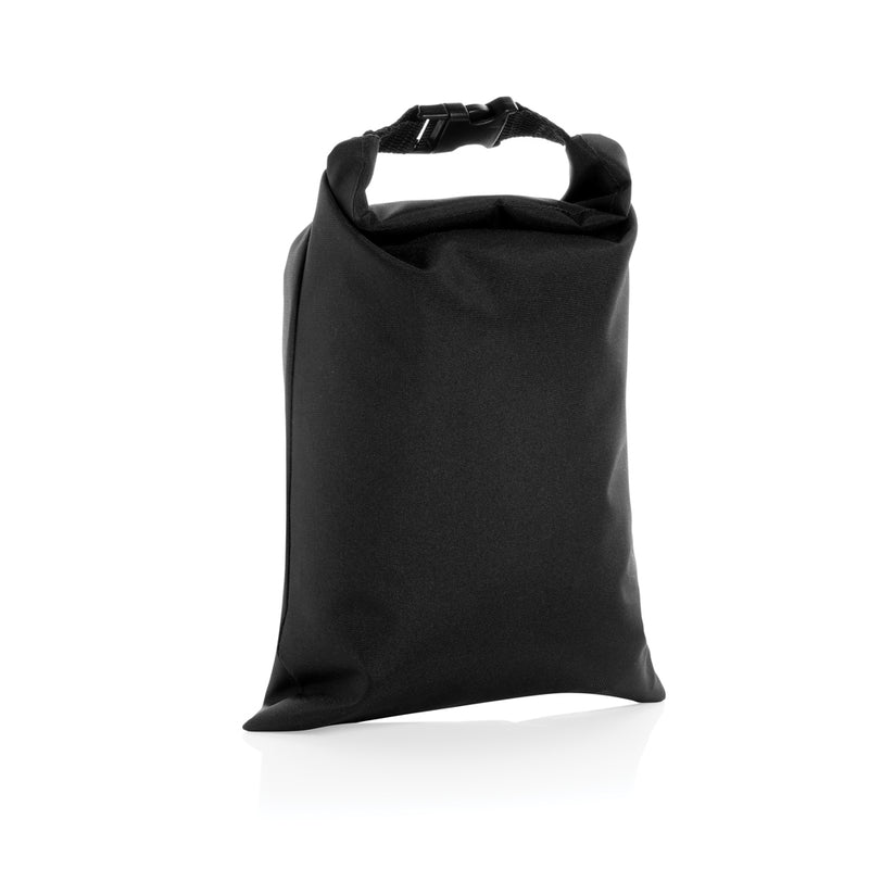 Load image into Gallery viewer, XD Collection AWARE RPET foldable lunch bag for outdoor use, 30x20cm, with snack strap and eco-friendly design.
