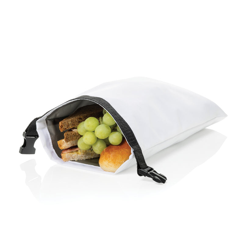 Load image into Gallery viewer, XD Collection AWARE™ RPET foldable lunch bag with snack strap, outdoor reusable lunch bag in 30x20cm size, eco-friendly design
