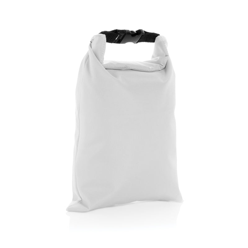 Load image into Gallery viewer, XD Collection AWARE™ RPET foldable outdoor lunch bag, 30x20cm, eco-friendly snack strap lunch bag with handle and compact design.
